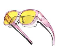 Bloomoak Polarized Night Driving Over Glasses/Fashion Oversized/Anti Glare for Women/Wrap Around Glasses/Suit for Driving (Transparent Purple Frame)