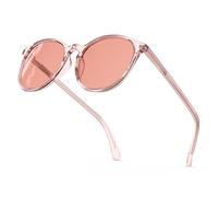 Bloomoak Rose Tinted Migraine Relief Glasses,Round Retro Blue Light Blocking Glasses, FL- Flex Light Sensitivity Glasses for Fluorescent LED Glare, Photophobia, Eye Strain