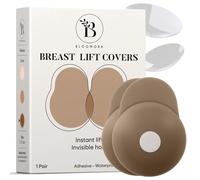 BLOOMORA Nipple Covers for Women with Lift - Sticky Silicone Breast Lift Pasties - Reusable, Invisible & Adhesive Boob Covers with Pull Tab - Size 1 (A-B Cups) - Coco