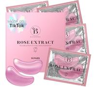 BLOOMORA Rose Under Eye Gel Patches (30 Pairs) - Masks for Puffy Eyes & Dark Circles - Collagen Mask for Eye Care