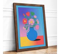Blooms and Colour Modern Framed Wall Art Print A3 (42×29.7cm) Walnut, Wall Decor for Living Room, Bedroom, Office & Home, Ready to Hang, Art Gift