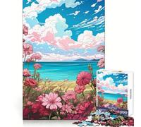Blooms by The Shore Adult Jigsaw Puzzles 1000 Pieces Focus Ability Peaceful Escape Interlock Well Thoughtful Gift (38X52CM)