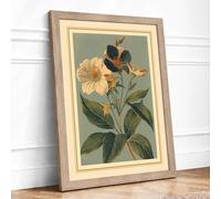 Blooms in Classical Light Botanical Framed Wall Art Print A4 (29.7×21cm) Oak, Wall Decor for Living Room, Bedroom, Office & Home, Ready to Hang, Art Gift