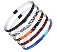 Blooms Unisex Sports Headbands, 5 PCS Hair Band, Thin Hair Band Boys & Children, Elastic Headband Men's Sports Non-Slip Headbands, Thin Hair Bands for Football, Yoga, Running