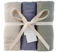 Bloomsbury Mill - 3 Muslin Swaddle Blankets for Baby - 100% Organic Cotton | Morning Mist - 120x120cm Soft Breathable Newborn Swaddle Wrap - Large Muslin Blanket - Baby Essentials - 0-3 Months and Up