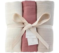 Bloomsbury Mill - 3 Muslin Swaddle Blankets for Baby - 100% Organic Cotton | Soft Blush - 120x120cm Soft Breathable Newborn Swaddle Wrap - Large Muslin Blanket - New Baby Essentials - 0-3 Months and Up
