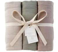 Bloomsbury Mill - 3 Muslin Swaddle Blankets for Baby - 100% Organic Cotton | Wild Sage - 120x120cm Soft Breathable Newborn Swaddle Wrap - Large Muslin Blanket - New Baby Essentials - 0-3 Months and Up