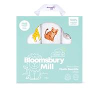Bloomsbury Mill - Baby Swaddle Blanket - Soft 100% Organic Cotton Swaddles for Newborn - Large Muslin Cloths for Baby - Pack of 3 - Essentials for Newborn - Safari Animals - 120x120cm
