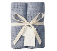 Bloomsbury Mill - Cellular Blankets Baby - 100% Organic Cotton - 2 Pack - Mist Blue - Newborn Essentials - Soft Breathable Baby Blankets for Pram, Cot, Moses Basket - 75x95cm
