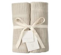 Bloomsbury Mill - Cellular Blankets Baby - 100% Organic Cotton - 2 Pack - Oat - Beige - Newborn Essentials - Soft Breathable Baby Blankets for Pram, Cot, Moses Basket - 75x95cm