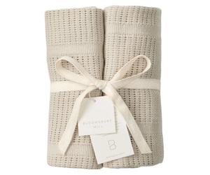 Bloomsbury Mill - Cellular Blankets Baby - 100% Organic Cotton - 2 Pack - Oat - Beige - Newborn Essentials - Soft Breathable Baby Blankets for Pram, Cot, Moses Basket - 75x95cm