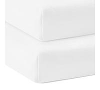 Bloomsbury Mill - Crib Fitted Sheets for Babies - Fits Chicco Next to Me Cribs - 100 Organic Cotton - Soft and Breathable Junior Cradle Sheets - 50 x 83cm - Plain White - Pack of 2