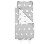 Bloomsbury Mill - Grey & White Stars - Super Soft Toddler Nap Mat - Includes Pillow, Mat and Blanket - Ultimate Sleep Bag for Nursery, Nap Time, Travel and Sleepovers