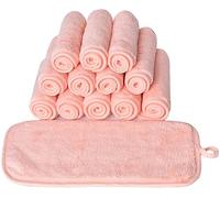 BloomSesame Makeup Remover Cloths for Face, Eye, Lips - Reusable Makeup Remover Pads Soft Microfiber Facial Cleansing Cloths 6 x 12 inch 12 Pack (Coral)