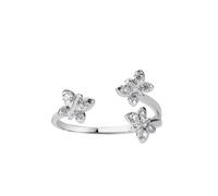 BLOOMTINE Enchanting Flutterfly™ Sterling Silver Trio Butterfly Ring - US 5 / UK J - K