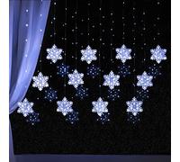 BLOOMWIN Christmas Window Lights 3 x 0.75M Snowflake Curtain Fairy Lights USB Powered with Remote 8 Flashing Modes 204LEDs Xmas Party Wedding Home Bedroom Wall Garden Ornament Decoration