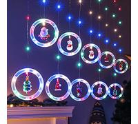 BLOOMWIN Christmas Window Lights 3m x 0.65m LED String Light Curtain Fairy Light with 8 Modes Xmas Decoration for Indoor Party Wedding Bedroom(Colorful)