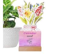 Bloomy Flowers Desk Calendar 2026 23x10x2 Cm Small Flower Monthly Desk Calendars Floral Monthly Table Calendar With Wooden Base For Appointment Planning Home Office Supplies Classroom Women