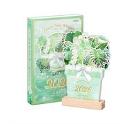 Bloomy Flowers Desk Calendar 2026, Mini Vase Shaped Monthly Planner with Removable Pot, Creative Desktop Decor for Office Home School, Unique Gift for Women (Green 1pcs)