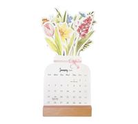 Bloomy Flowers Desk Calendar 2026,Monthly Calendar Planner with Wooden Base | Decorative Desk Schedule Planner for Christmas, Valentine's Day, Birthdays, Housewarming, Holiday