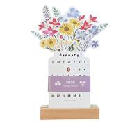 Bloomy Flowers Desk Calendar - 2026 Vertical Size | Mini Bouquet Ƒlip Page Planner - Wood Paper | Decorative Vase Style Organizer | Monthly Planning, Home Office Desktop
