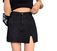 Bloomy Jean Skorts,Denim Skort for Women,Woman High Waisted Casual Stretchy Denim Skirt Side Split Mini Skirts (Black,XL)