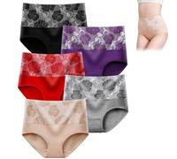 Bloomypink High Waist Incontinence Panties, Leakproof Underwear for Women Incontinence Leak Proof Protective Pants (2XL,5pcs C)