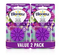 Bloomz Twilight Oasis Car Air Freshener 2 Pack Long Lasting Floral Scent Odour Eliminator Scratch & Sniff Air Freshener for Cars Vans Trucks Home Office Purple Flower Design