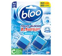 Blooo 2 In 1 Cleaning Foam Fresh Scent Original Blue Toilet Block Cube - 2 x 50g
