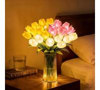 BLOOOK 15PCS Radiant Romantic Tulip Light, LED Artificial Flowers Ambient Night Lamp, Tulip Ambient Night Lamp for Mother's Day Valentine’s Birthdays Weddings Housewarming Gifts (Mix)