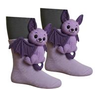 BLOOOK 3D Knit Animal Socks - 2026 New Christmas Floor Sock, Cute Novelty Animal Socks for Women Girls, Cute Hand Crochet Knit Sock, 11 Styles, Winter FunnyGift (Bat)