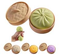 BLOOOK Giant Dumpling Squishy Toys, Jumbo Squeeze Dumpling Toy with Steamer Box, Mystery Dumplings Squishy Glitter for Adults & Kids, Stretchy Desk Toys (Green)