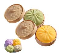 BLOOOK Giant Dumpling Squishy Toys, Jumbo Squeeze Dumpling Toy with Steamer Box, Mystery Dumplings Squishy Glitter for Adults & Kids, Stretchy Desk Toys (Green&Yellow)