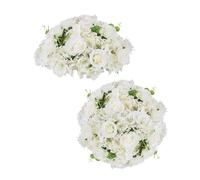 BLOSMON Artificial Flowers Wedding Table Decoration 2 Pcs White 45cm Large Fake Flowers Centrepieces Hydrangea Rose Silk Flowers Ball Arrangement Wedding Floral Center Pieces for Home Party Decor