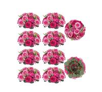 BLOSMON Faux Peony Flowers centerpieces: 10pc 9.5 Inch Hot Pink Floral Ball Arrangement for Wedding Party - Easy to Use Home Dinning Table Decoration - Fake Silk Peony Kissing Ball Decor