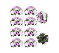 BLOSMON Flower Centerpieces for Tables Wedding 10 Pcs Lilac & White Fake Flowers Rose Arrangement Bouquet Floral Centerpiece Balls Artificial Wedding Center Pieces of Valentines Day Home Decor