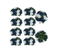 BLOSMON Flower Centerpieces for Tables Wedding 10 Pcs Navy Blue & White Fake Flowers Rose Arrangement Bouquet Floral Centerpiece Balls Artificial Wedding Center Pieces of Valentines Day Home Decor
