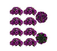 BLOSMON Flower Centerpieces for Tables Wedding 10 Pcs Purple Fake Flowers Rose Arrangement Bouquet Floral Centerpiece Balls Artificial Wedding Center Pieces of Valentines Day Home Party Decor