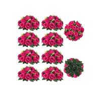 BLOSMON Hot Pink Flowers for Wedding: 10 Pcs Artificial Rose Balls for Table Decorations - Fake Silk Kissing Bouquet Floral Arrangement for Home Party Event Decoration