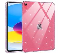 BLOSOMEET Clear Pink Glitter Case for iPad A16 11th Generation 11 Inch 2025 & 10th Gen 10.9 Inch 2022, Slim & Protective, Sparkly and Shockproof Cover for Women Kids Girls, Preppy Rose Red.