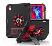 BLOSOMEET for iPad A16 Case 11th Generation 11" 2025 & 10th Generation 10.9" 2022, Shockproof Rugged Cover with Pencil Holder & Stand for iPad 11/10th Gen, Hard iPad 11 inch Case for Kids, Black-Red
