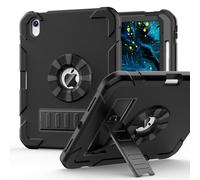 BLOSOMEET for iPad A16 Case 11th Generation 11" 2025 & 10th Generation 10.9 Inch 2022, Heavy Duty Protective Rugged Cover with Built-in Pencil Holder & Kickstand for iPad 11/10th Gen, Black