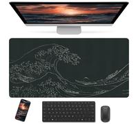 Bloss Japanese Sea Wave Desks Mat,Anime Black Large Mouse pad,Kanagawa Gaming Desk Pad Mat,Desk Blotter Mat,Waterproof Computer Laptop Keyboard Desk Protector Mat for Office/Home/Gift,31.5" x 15.7"