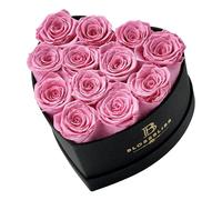 BLOSSBLISS 12-Piece Preserved Rose in a Heart Shape Box, Forever Flower for Mother's Day,Women, Immortal Eternal Roses Gifts for Her, Mother,Birthday, Valentine's Day,12-Pink