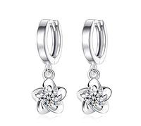 Blossom 925 Jewelry Gemstones Earrings For Women Temperament Purple White Zircon Simple Eardrops Dating Gift
