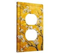 Blossom Branch Light Switch Cover Plates/Outlet Covers, Yellow Spring Flowers for Wall Accents, Thermoplastic Wall Plates, Standard Size Single Duplex Outlet
