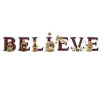 Blossom Bucket B-E-L-I-E-V-E Nativity Resin Christmas Decoration Set of 7 Letters - Size 1.75 in Tall