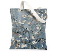 Blossom Canvas Tote Bag for Women, Impressionism Nature Branch Sky Spring Blue Washable Reusable Market Tote Ideas for Shopping Trips Office Library Casual 13x15 Inch