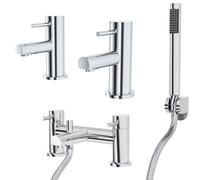 Blossom Contemporary Set Of Two Basin Taps & Bath Shower Mixer Tap, Handheld Kit