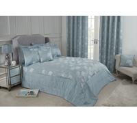 Emma Barclay Blossom - Embellished Jacquard Quilted Bedspread Set in Duck Egg - To Fit Double/King